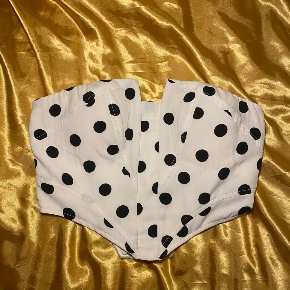 Seek The Label White Polka Dot Women's Strapless Corset Top